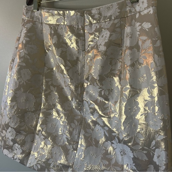 J. Crew beautiful floral metallic gold & cream skirt, women’s sz 12, GUC - Picture 4 of 11